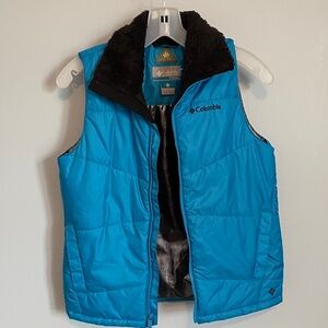 Columbia youth 8 blue black Omni heat titanium fleece Vest